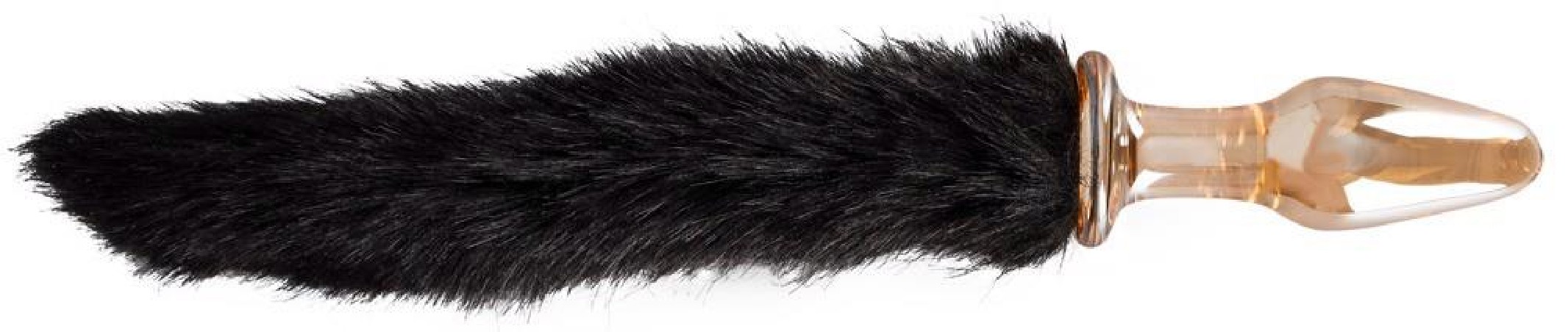 Szklany Korek Analny z Ogonem Lisa - Czarny