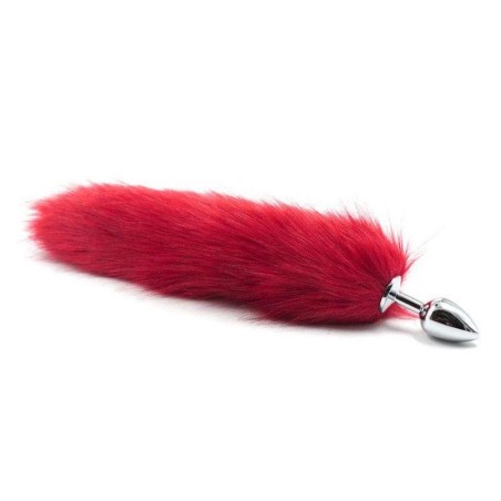 Long Fox Tail - Korek Analny z Ogonem - Czerwony