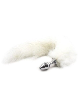 Long Fox Tail - Korek Analny z Ogonem - Biały