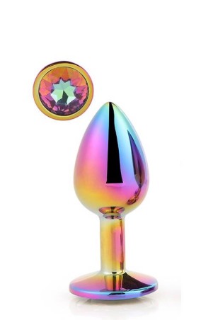 GLEAMING LOVE MULTICOLOUR - Chromowany Korek Analny - L