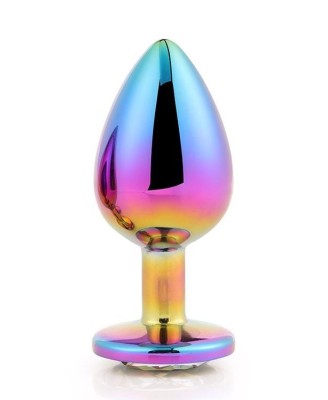 GLEAMING LOVE MULTICOLOUR - Chromowany Korek Analny - L