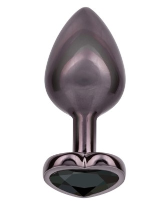 Diamond Heart Plug - Czarny Korek Analny z Kryształkiem - L