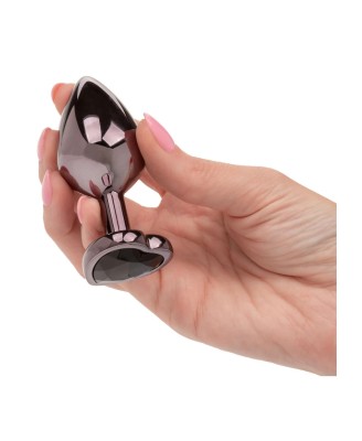 Diamond Heart Plug - Czarny Korek Analny z Kryształkiem - L