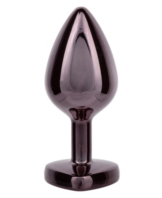 Diamond Heart Plug - Czarny Korek Analny z Kryształkiem - L