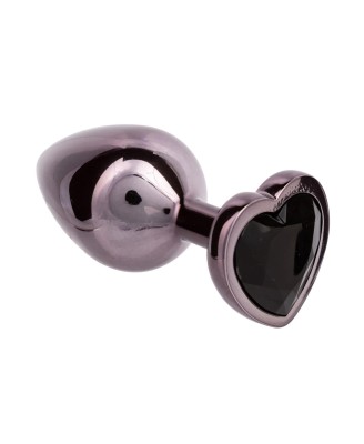 Diamond Heart Plug - Czarny Korek Analny z Kryształkiem - L