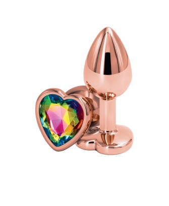 Rear Assets Rose Gold Heart - Metalowy Korek Analny z Kryształkiem Serce