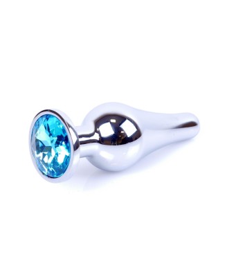 MyLove Toys - Jewellery - Srebrny Korek Analny z Kryształkiem - Jasny Niebieski