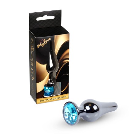 MyLove Toys - Jewellery Dark Silver BUTT PLUG- Light Blue