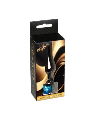 MyLove Toys - Jewellery Dark Silver BUTT PLUG- Light Blue