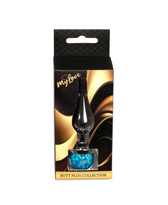 MyLove Toys - Jewellery Dark Silver BUTT PLUG- Light Blue