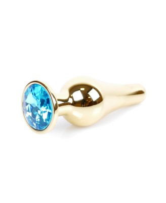 MyLove Toys - Jewellery - Złoty Korek Analny z Kryształkiem - Niebieski
