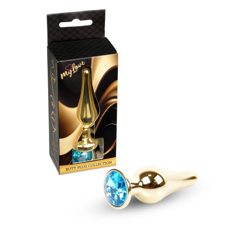 MyLove Toys - Jewellery Gold BUTT PLUG- Light Blue