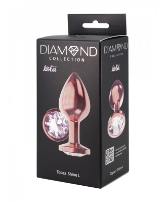 Diamond Moonstone Shine - Korek Analny Rose Gold z Kryształkiem - L - Bezbarwny
