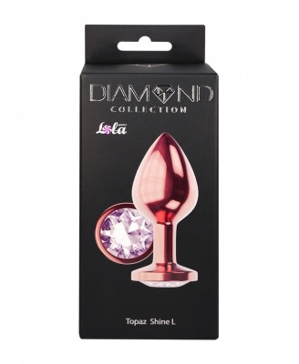 Diamond Moonstone Shine - Korek Analny Rose Gold z Kryształkiem - L - Bezbarwny