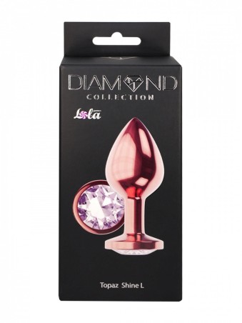 Diamond Moonstone Shine - Korek Analny Rose Gold z Kryształkiem - L - Bezbarwny
