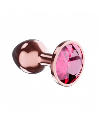 Diamond Moonstone Shine - Korek Analny Rose Gold z Kryształkiem - L - Czerwony