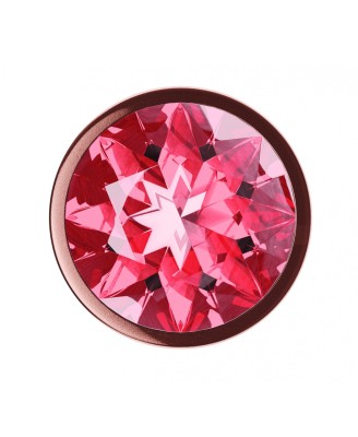 Diamond Moonstone Shine - Korek Analny Rose Gold z Kryształkiem - L - Czerwony