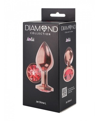 Diamond Moonstone Shine - Korek Analny Rose Gold z Kryształkiem - L - Czerwony