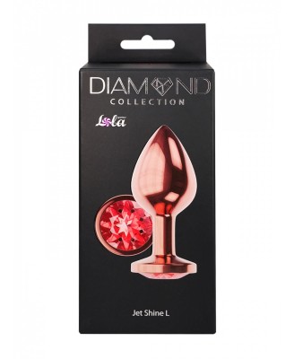 Diamond Moonstone Shine - Korek Analny Rose Gold z Kryształkiem - L - Czerwony
