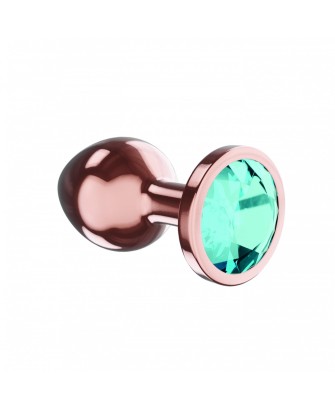 Diamond Moonstone Shine - Korek Analny Rose Gold z Kryształkiem - L - Niebieski