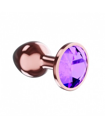 Diamond Moonstone Shine - Korek Analny Rose Gold z Kryształkiem - L - Fioletowy
