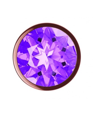 Diamond Moonstone Shine - Korek Analny Rose Gold z Kryształkiem - L - Fioletowy