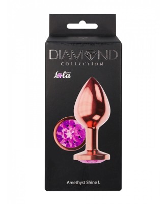 Diamond Moonstone Shine - Korek Analny Rose Gold z Kryształkiem - L - Fioletowy