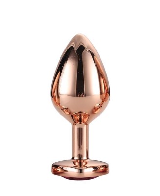 GLEAMING LOVE ROSE GOLD - Korek Analny z Kryształkiem Serce - Czerwony - M