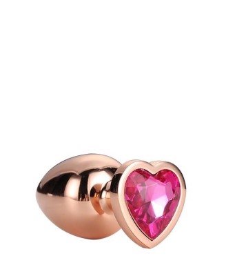 GLEAMING LOVE ROSE GOLD - Korek Analny z Kryształkiem Serce - Czerwony - M