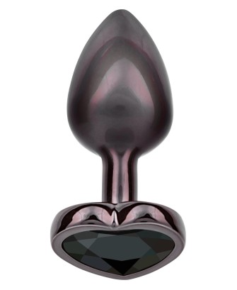 Diamond Heart Plug - Korek Analny z Czarnym Kryształem - S