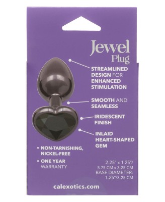 Diamond Heart Plug - Korek Analny z Czarnym Kryształem - S