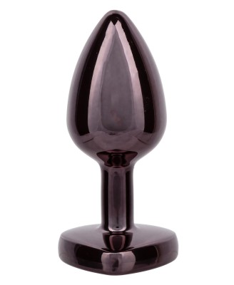 Diamond Heart Plug - Korek Analny z Czarnym Kryształem - S