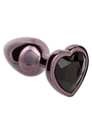 Diamond Heart Plug - Korek Analny z Czarnym Kryształem - S