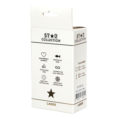 Star Collection - Czarny silikonowy korek analny L - Bezbarwny