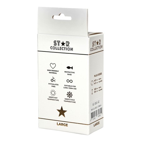 Star Collection - Czarny silikonowy korek analny L - Różowy Kryształ