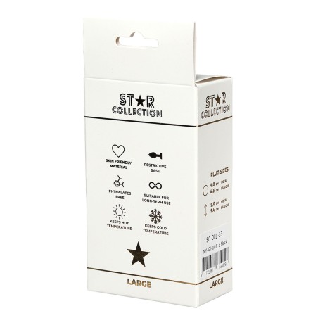 Star Collection - Czarny silikonowy korek analny L - Niebieski Kryształ