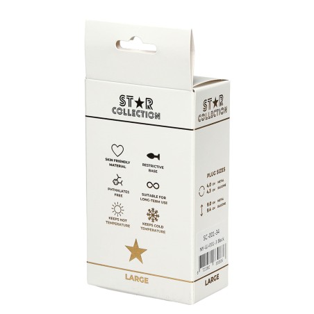 Star Collection - Czarny silikonowy korek analny L - Fioletowy Kryształ