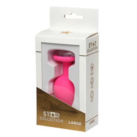 Star Collection - Różowy silikonowy korek analny L - Bezbarwny Kryształ