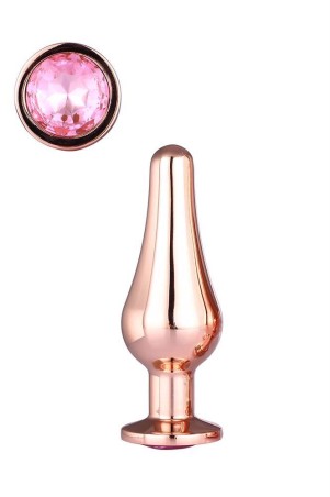 GLEAMING LOVE ROSE GOLD - Korek Analny z Kryształkiem - Różowy - S
