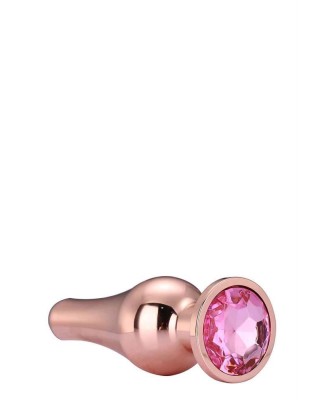 GLEAMING LOVE ROSE GOLD - Korek Analny z Kryształkiem - Różowy - S