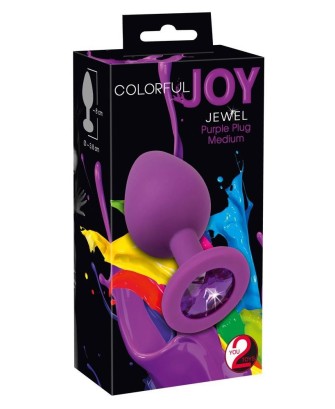 Colorful Joy - Silikonowy Korek Analny z Kryształkiem - Fioletowy