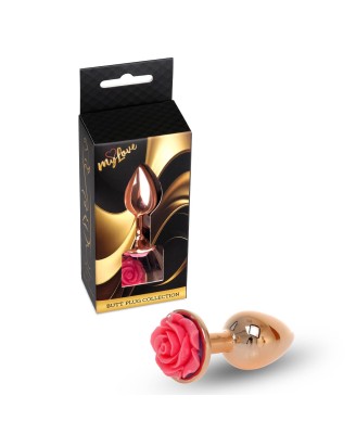 MyLove Toys - Korek Analny Rose Gold z Różową Różą