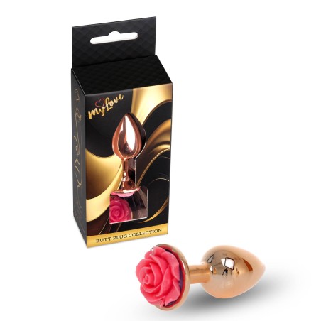 MyLove Toys - Korek Analny Rose Gold z Różową Różą