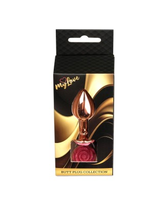 MyLove Toys - Korek Analny Rose Gold z Różową Różą