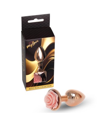 MyLove Toys - Korek Analny Rose Gold z Brzoskwiniową Różą