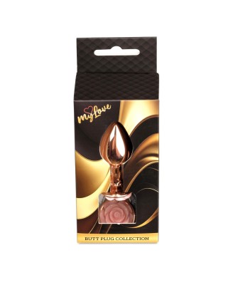 MyLove Toys - Korek Analny Rose Gold z Brzoskwiniową Różą