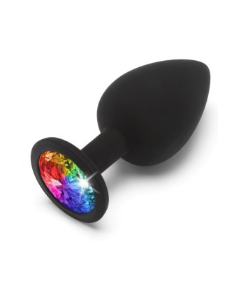 Rainbow Booty Jewel - Czarny Korek Analny z Kryształkiem