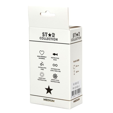 Star Collection - Srebrny metalowy korek analny M - Różowy Kryształ