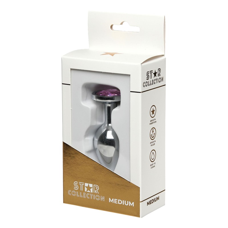 Star Collection - Srebrny metalowy korek analny M - J.Róż Kryształ