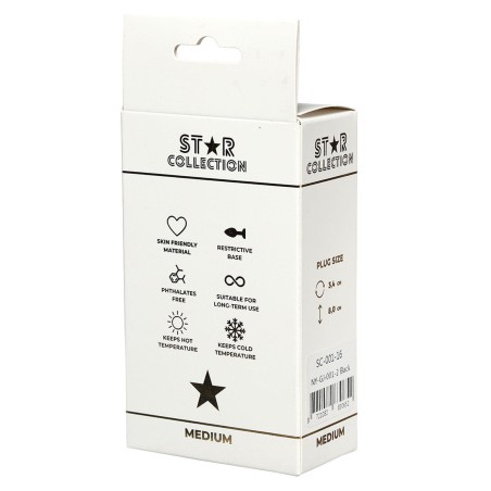 Star Collection - Czarny metalowy korek analny M - Bezbarwny Kryształ